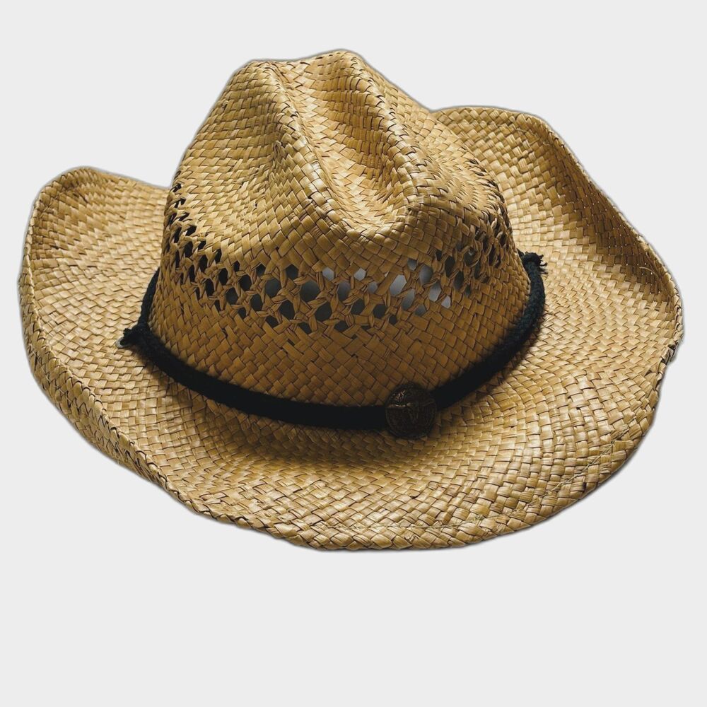Dorfman Pacific Co Authentic Seagrass Straw Western Hat Steer Head Emblem Unisex - Picture 1 of 7